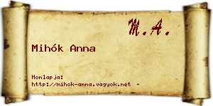 Mihók Anna névjegykártya